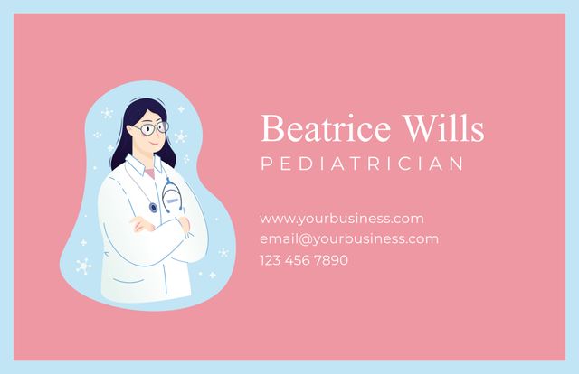 Friendly Pediatrician Business Card Template with Contact Information - Download Free Stock Videos Pikwizard.com
