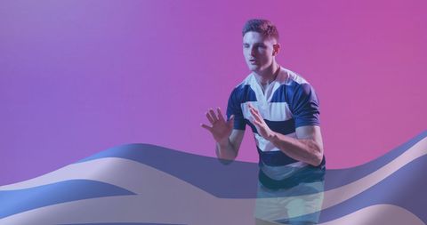 Caucasian Male Rugby Player with Scotland Flag Overlay - Download Free Stock Images Pikwizard.com