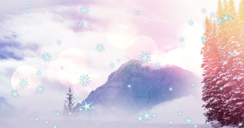 Serene Snowfall in Misty Mountain Landscape for World Celebration - Download Free Stock Images Pikwizard.com
