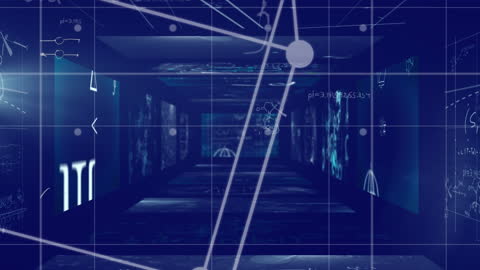 Futuristic Blue Matrix with Mathematical Symbols and Patterns