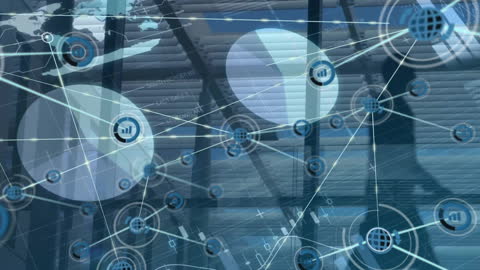 Digital Network Connections Overlay in Modern Office Environment