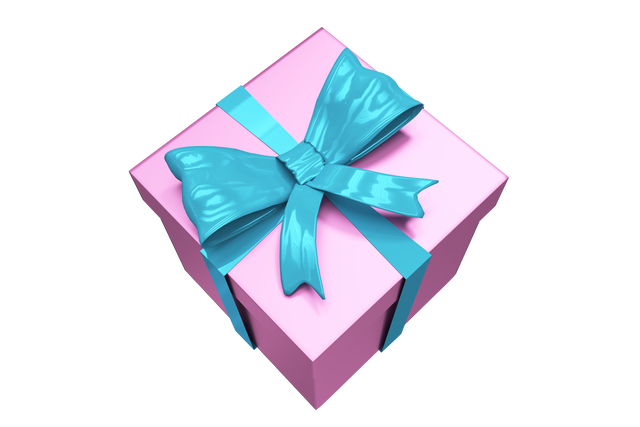 Transparent Pink Gift Box with Blue Ribbon Bow for Celebrations - Download Free Stock Videos Pikwizard.com