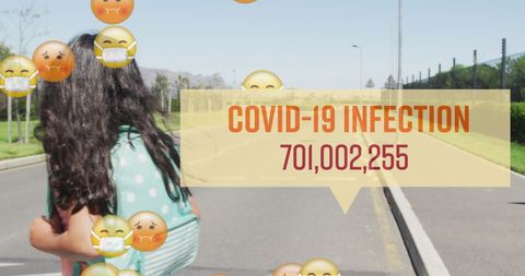 COVID-19 Infection Statistics with Child Crossing Road