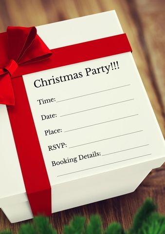 creative christmas party invitation with gift box and red ribbon - Download Free Stock Templates Pikwizard.com