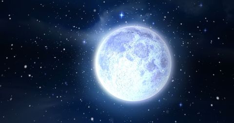 Full Moon Illuminates Stark Night Sky with Falling Snow - Download Free Stock Images Pikwizard.com