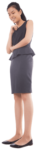 Smiling Asian Businesswoman Wearing Elegant Black Dress Transparent PNG