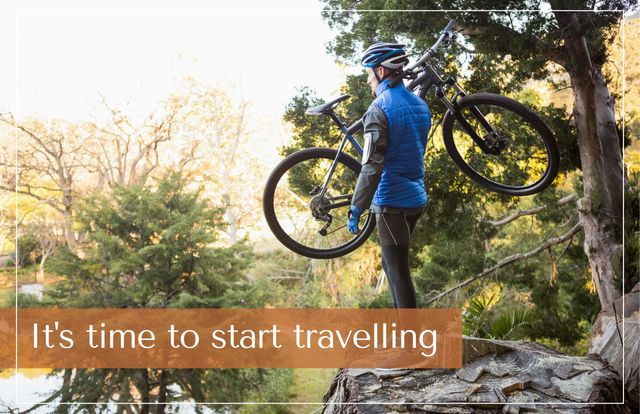 Ideal for travel brochures, outdoor adventure promotion, fitness and lifestyle blogs, advertisements encouraging exploration of nature and promoting an active lifestyle.