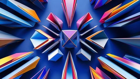 Digital abstract prismatic design on deep blue