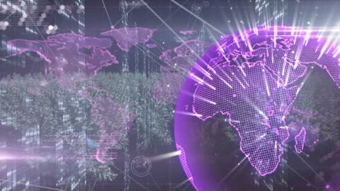 Digital Global Connection Network Overlaid on World Map