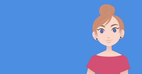 Pictogram of Woman in Pink Dress with Blue Background