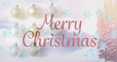 Merry Christmas Text on Snowy Magic Winter Wonderland