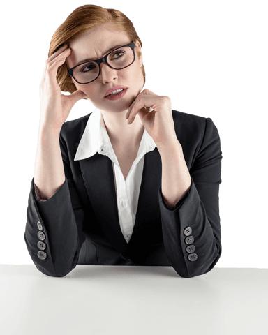 Transparent Background Female Business Professional Thinking