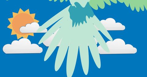 Colorful Parrot in Flight Over Cloudy Sky