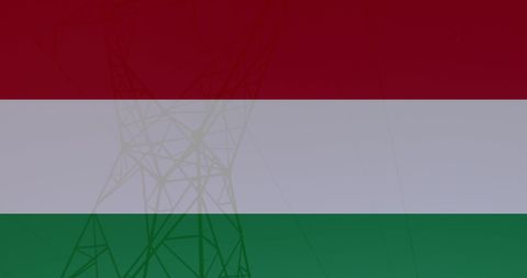 Flag of Hungary Overlay with Electrical Pylon Silhouette - Download Free Stock Images Pikwizard.com
