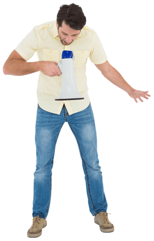 transparent man communicating through a megaphone full length - Download Free Stock Videos Pikwizard.com