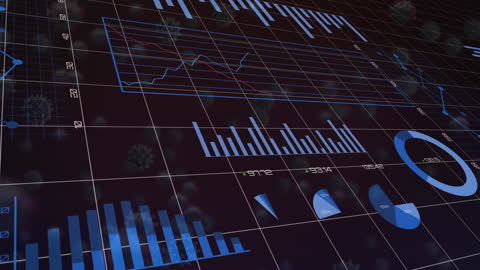Digital Interface Displaying Financial Data and Virus Cells