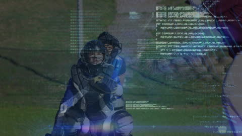 Diverse Female Baseball Players and Digital Interface Overlay