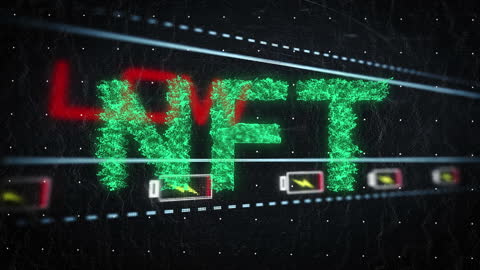 Digital Glitch Text NFT with Low Battery Symbols