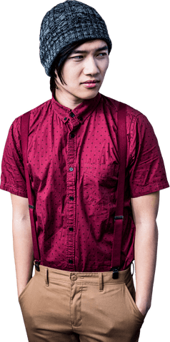 Thoughtful Hipster Man in Casual Outfit Transparent Background