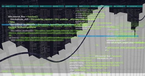 Digital Dashboard with Overlay of Transparent Data Charts and Code