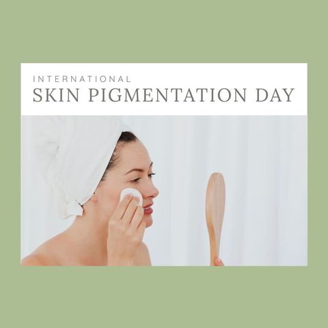 woman with towel using mirror on skin pigmentation awareness day - Download Free Stock Templates Pikwizard.com