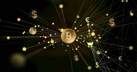 Digital Cryptocurrency Network Concept with Bitcoin and Euro symbols - Download Free Stock Images Pikwizard.com