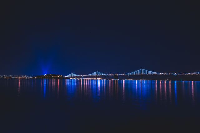 Bridge lights night  - Download Free Stock Photos Pikwizard.com