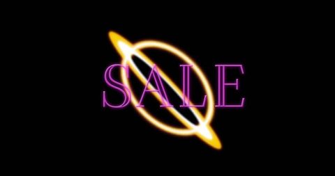 Vibrant Neon Sale Icon with Cosmic Elements