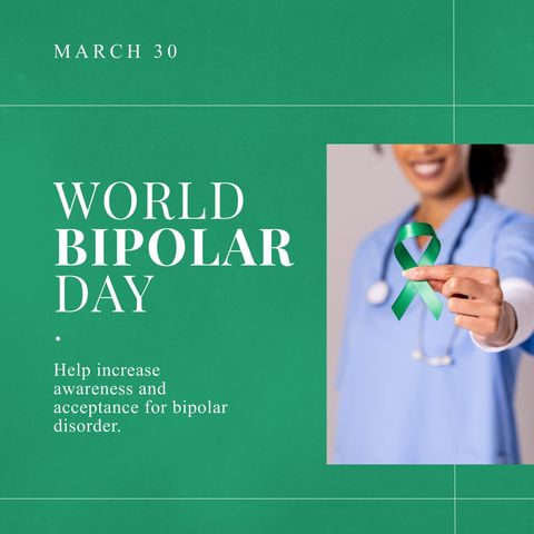 World Bipolar Day Awareness Campaign with Doctor Holding Green Ribbon - Download Free Stock Templates Pikwizard.com
