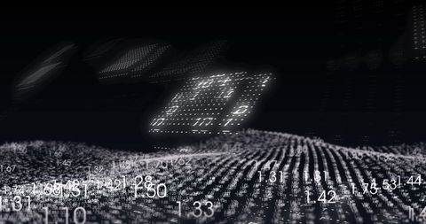 Binary Data Waves and Financial Indicators Against Dark Background - Download Free Stock Images Pikwizard.com