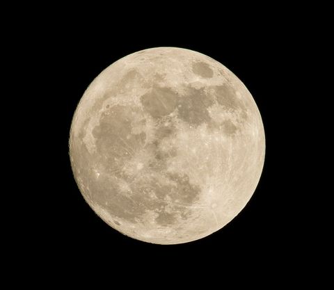 Full moon in clear night sky highlighting craters