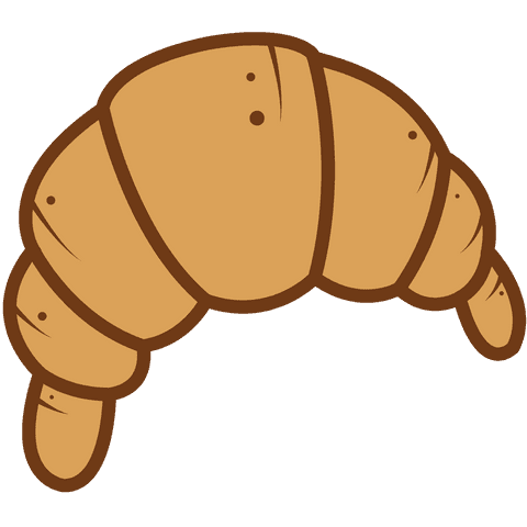 Transparent croissant vector illustration on clear background