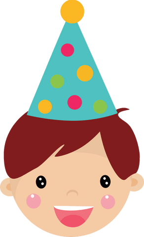 Smiley Boy Wearing Birthday Cap on Transparent Background