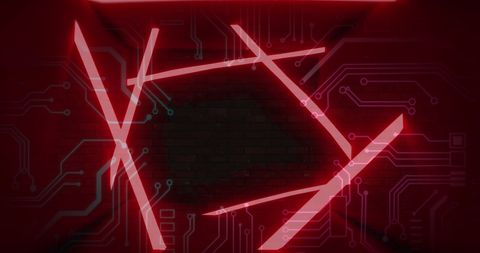 Futuristic qr code hologram with circuit pattern