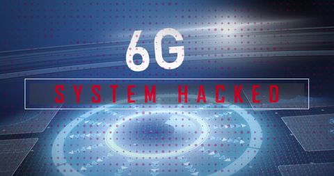 6G System Hacked Sign on Blue Digital Background - Download Free Stock Images Pikwizard.com