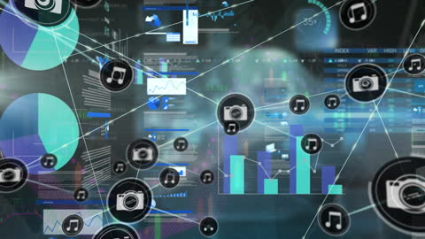 Abstract Digital Network and Data Analysis Animation