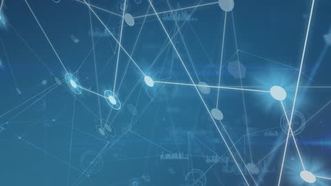 Dynamic Network Connections on Digital Blue Background