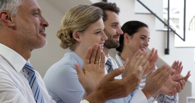 Enthusiastic Business Team Applauding Meeting Presentation - Download Free Stock Images Pikwizard.com