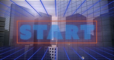Futuristic Digital Metaverse Grid with Skyscrapers and Start Overlay - Download Free Stock Images Pikwizard.com