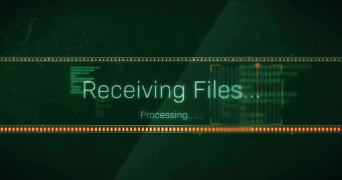 Cyan Receiving Files HUD with Processing Progress Bars on Dark Green Cyberpunk Interface