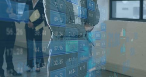 Business Professionals and Digital Financial Data Overlay - Download Free Stock Images Pikwizard.com