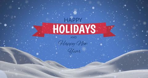 Snowy Landscape with Happy Holidays Greeting