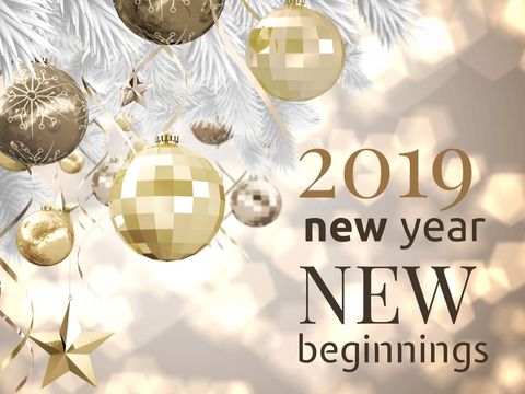 festive 2019 holiday decor with message of new beginnings - Download Free Stock Templates Pikwizard.com