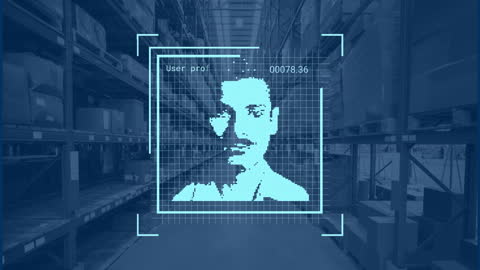 Digital Portrait Interface in Modern Warehouse Setting