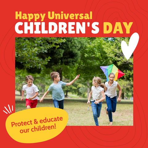 Children playing joyfully with kite for children's day