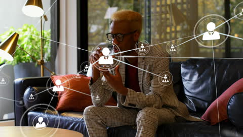 Businessman Engaging with Digital Connections via Smartphone