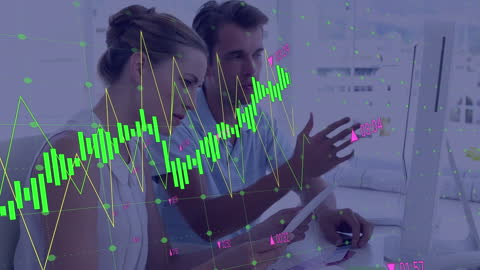 Business Colleagues Analyzing Data Visualization on Screen