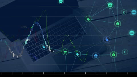 Futuristic Financial Analytics on Laptop Computer