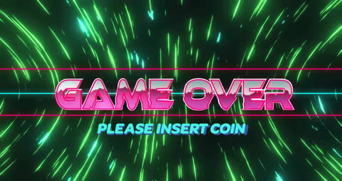Retro Neon Game Over Screen with Dynamic Design