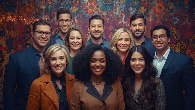 Diverse business team gathering at elegant corporate event